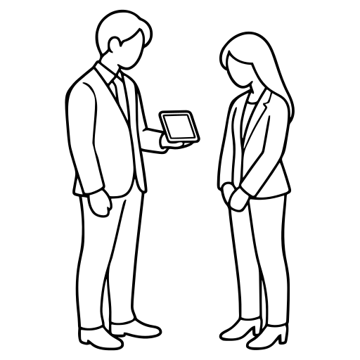 タブレットの画面を見せるのイラスト（シンプル）