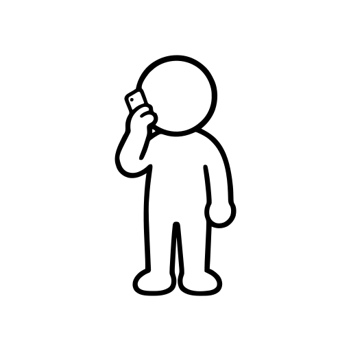 スマートフォンで通話するのイラスト（丸みのあるデフォルメ）