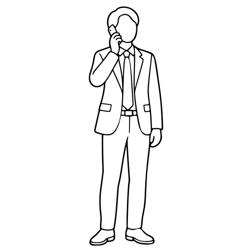 スマートフォンで通話するのイラスト（シンプル）