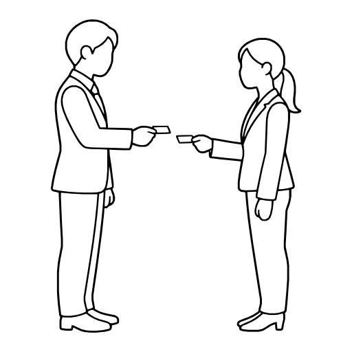 名刺を交換するのイラスト（シンプル）