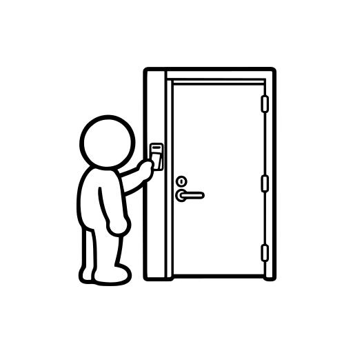IDカードで入室するのイラスト（丸みのあるデフォルメ）