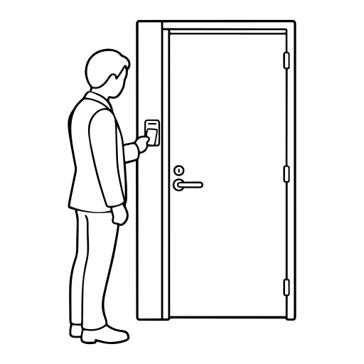 IDカードで入室するのイラスト（シンプル）