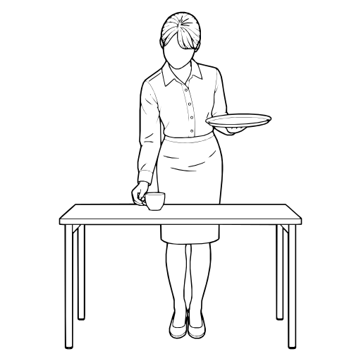 飲み物を出すのイラスト（線画）