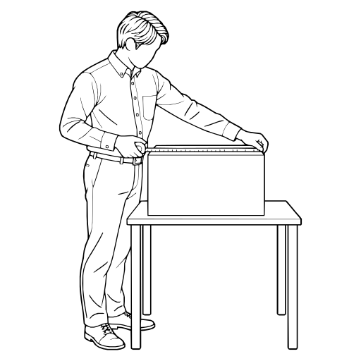 荷物の寸法を測るのイラスト（線画）