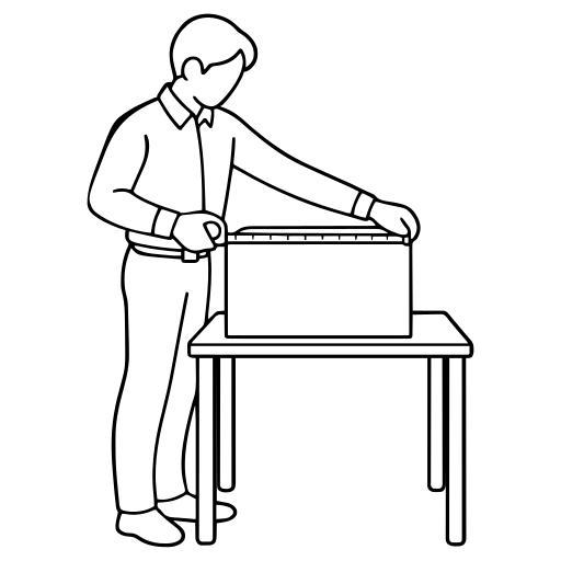 荷物の寸法を測るのイラスト（シンプル）