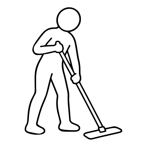 床をモップで清掃するのイラスト（シンプル）