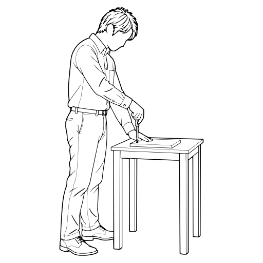 工具でねじを締めるのイラスト（線画）