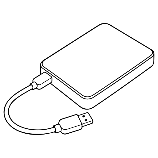 外付けハードディスクのイラスト（線画）
