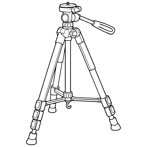カメラ三脚のイラスト（線画）