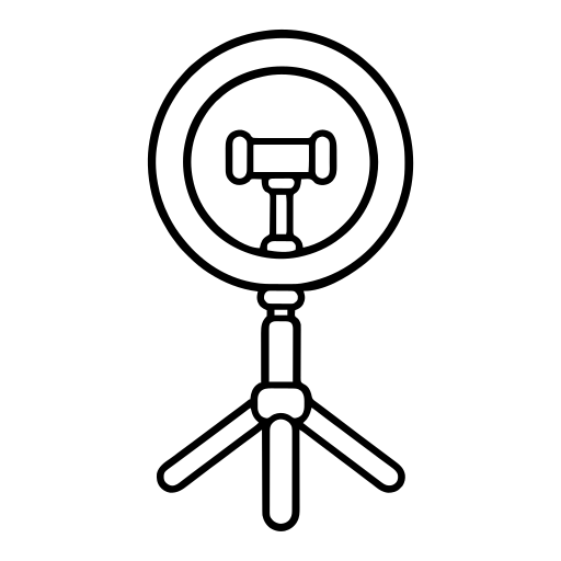撮影用リングライトのイラスト（丸みのあるデフォルメ）