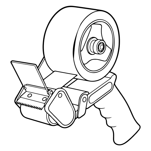 梱包用テープディスペンサーのイラスト（線画）