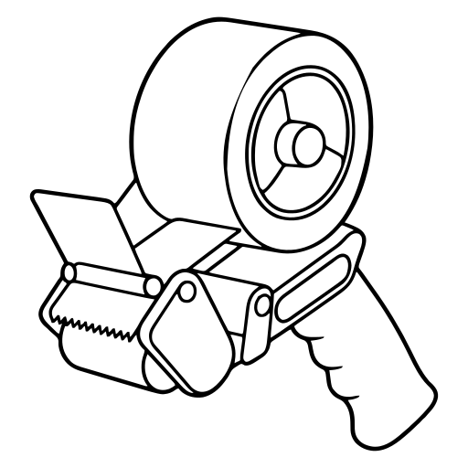梱包用テープディスペンサーのイラスト（シンプル）