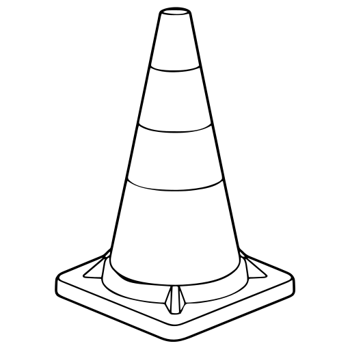 カラーコーンのイラスト（線画）