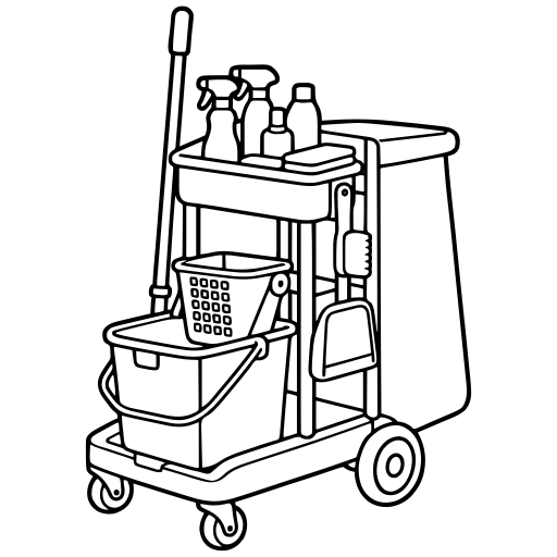 清掃カートのイラスト（シンプル）
