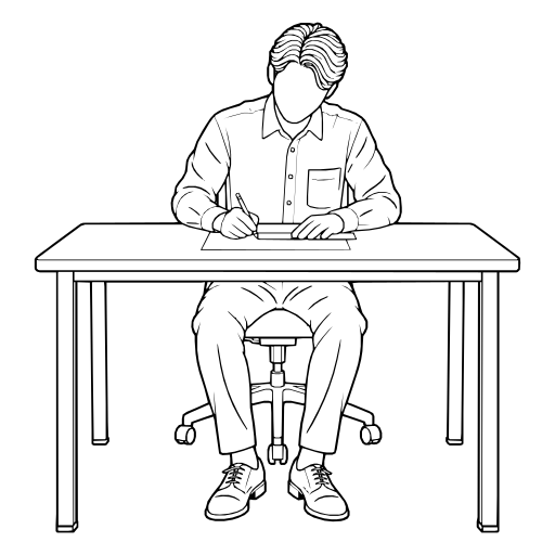 定規で線を引くのイラスト（線画）