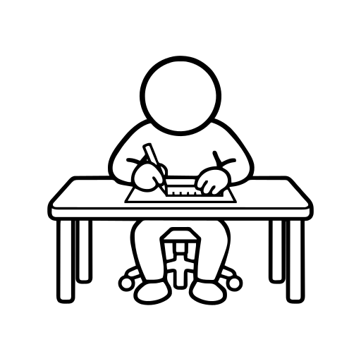 定規で線を引くのイラスト（丸みのあるデフォルメ）
