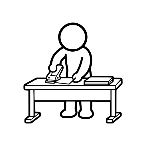 書類に穴を開けるのイラスト（丸みのあるデフォルメ）