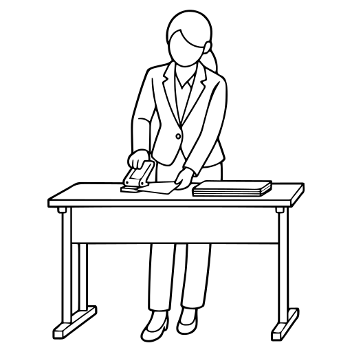 書類に穴を開けるのイラスト（シンプル）