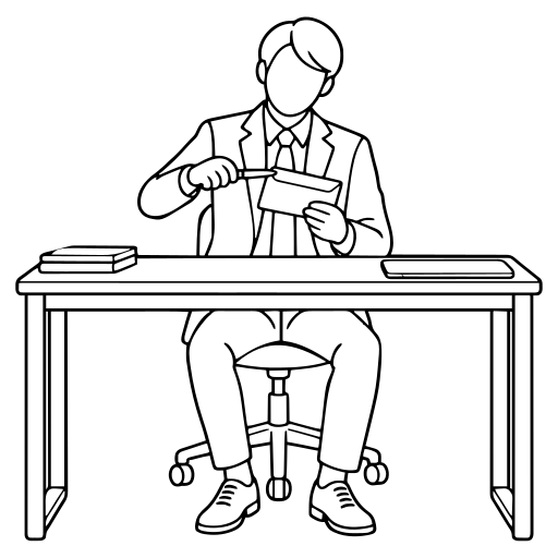封筒を開封するのイラスト（シンプル）