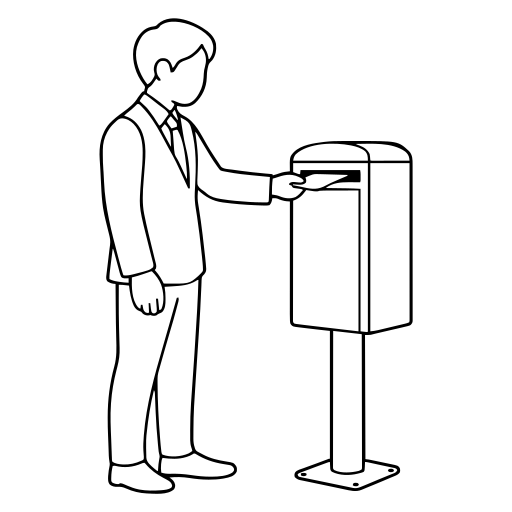 郵便物を投函するのイラスト（シンプル）