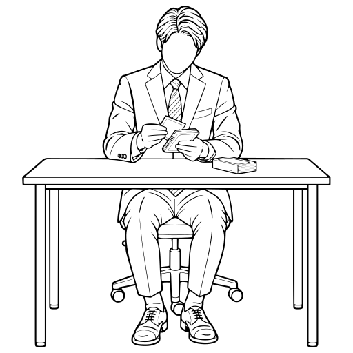 現金を数えるのイラスト（線画）