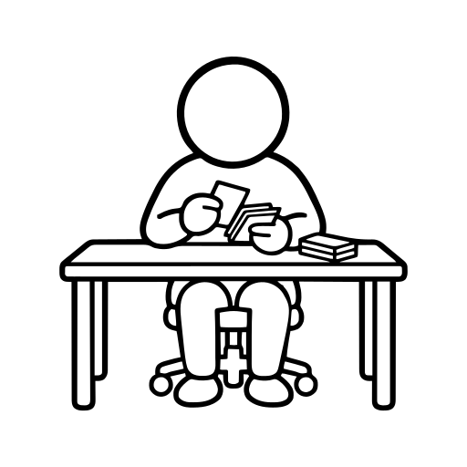 現金を数えるのイラスト（丸みのあるデフォルメ）