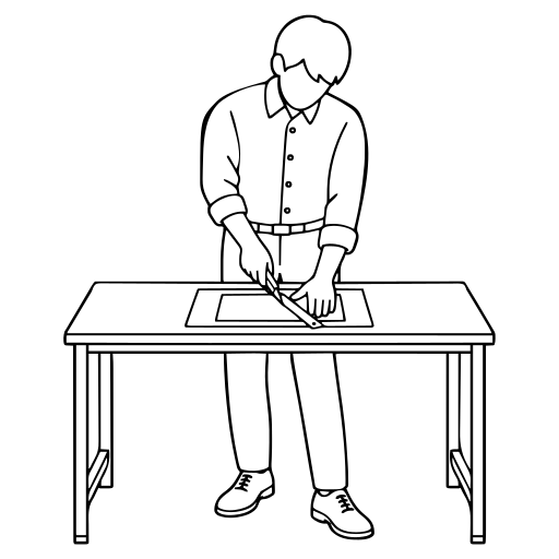 カッターで紙を切るのイラスト（シンプル）