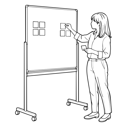 Rearranging notes on a board illustration (Line style)