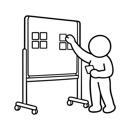 ボードの付箋を並べ替えるのイラスト（丸みのあるデフォルメ）