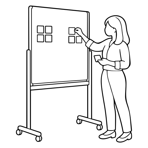 Rearranging notes on a board illustration (Simple style)
