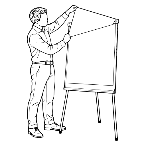 Turning a flip-chart page illustration (Line style)