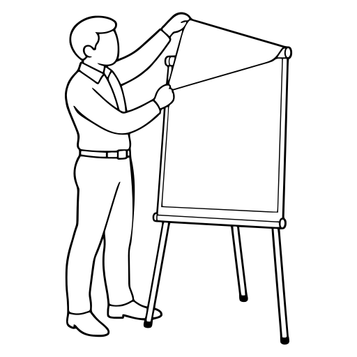 Turning a flip-chart page illustration (Simple style)