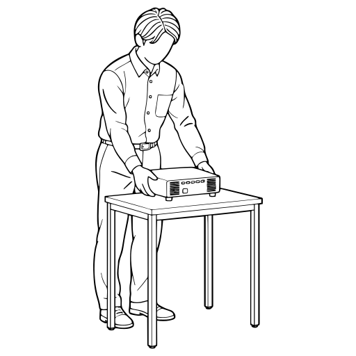 Setting up a projector illustration (Line style)