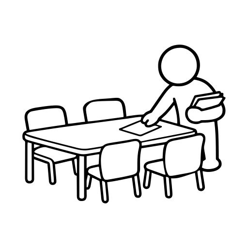 座席に会議資料を置くのイラスト（丸みのあるデフォルメ）