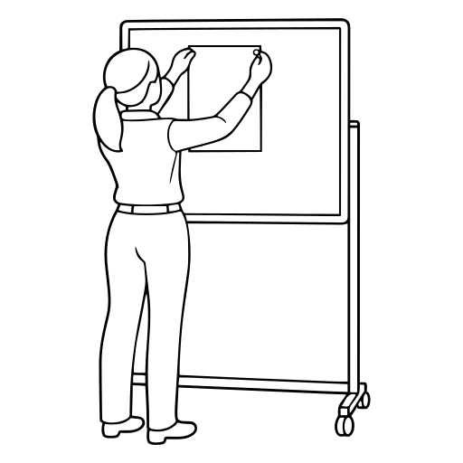 掲示板に案内を貼るのイラスト（シンプル）