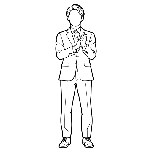 拍手するのイラスト（線画）