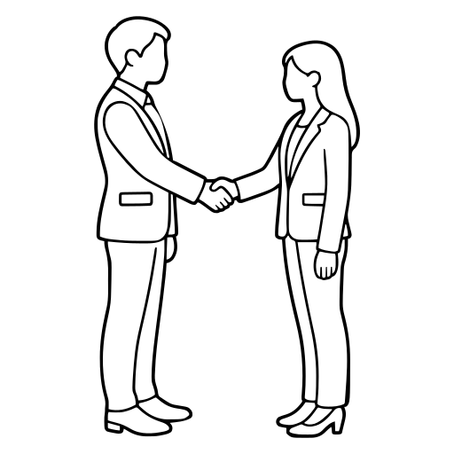 握手する2人のイラスト（シンプル）