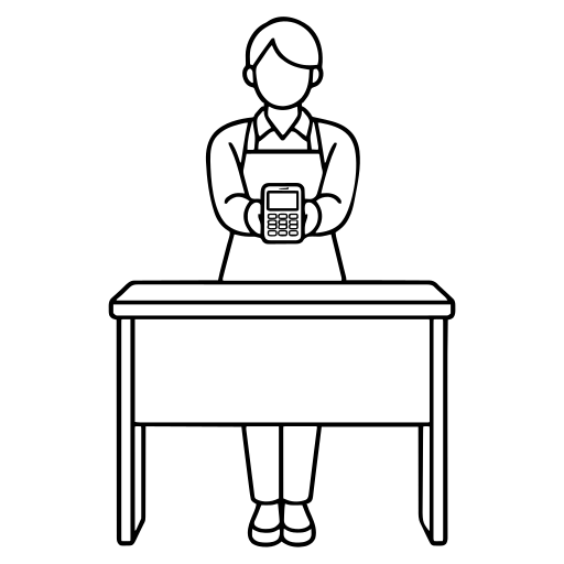 決済端末を差し出すのイラスト（シンプル）