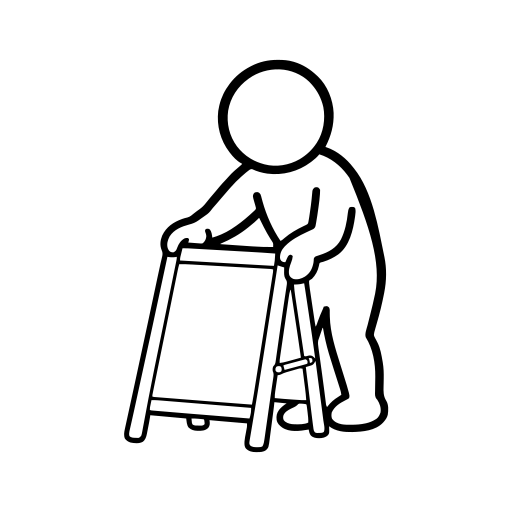 店頭の看板を出すのイラスト（丸みのあるデフォルメ）