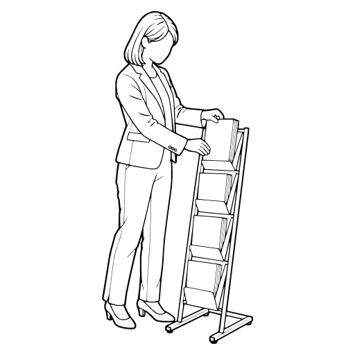 パンフレットを補充するのイラスト（線画）