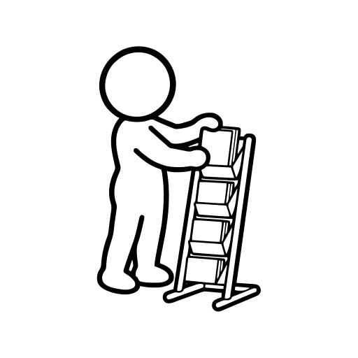 パンフレットを補充するのイラスト（丸みのあるデフォルメ）