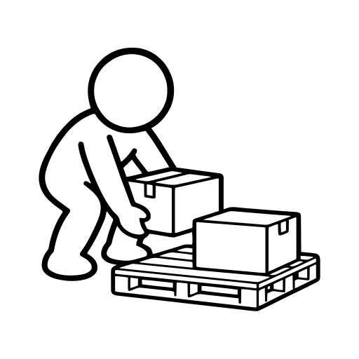 パレットに箱を積むのイラスト（丸みのあるデフォルメ）