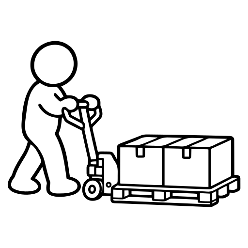 ハンドリフトを操作するのイラスト（丸みのあるデフォルメ）