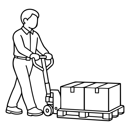 Moving a pallet with a pallet jack illustration (Simple style)