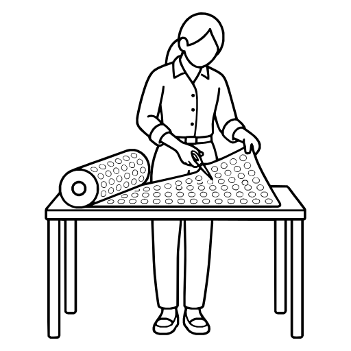 緩衝材を裁断するのイラスト（シンプル）