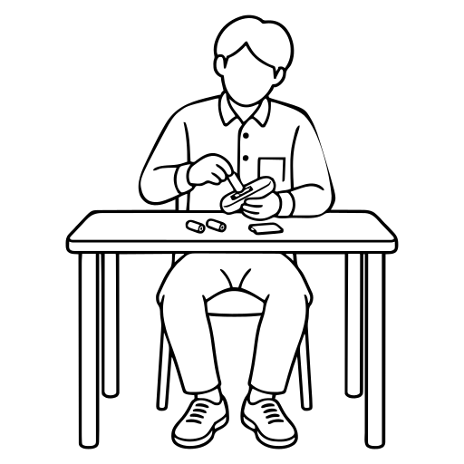 機器の電池を交換するのイラスト（シンプル）