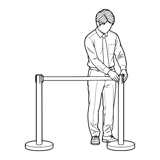 立入禁止スタンドを置くのイラスト（線画）