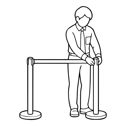 立入禁止スタンドを置くのイラスト（シンプル）