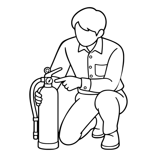 消火器を点検するのイラスト（シンプル）