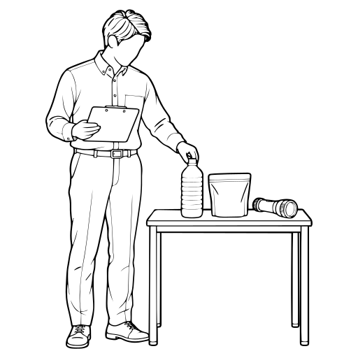 防災備蓄を確認するのイラスト（線画）